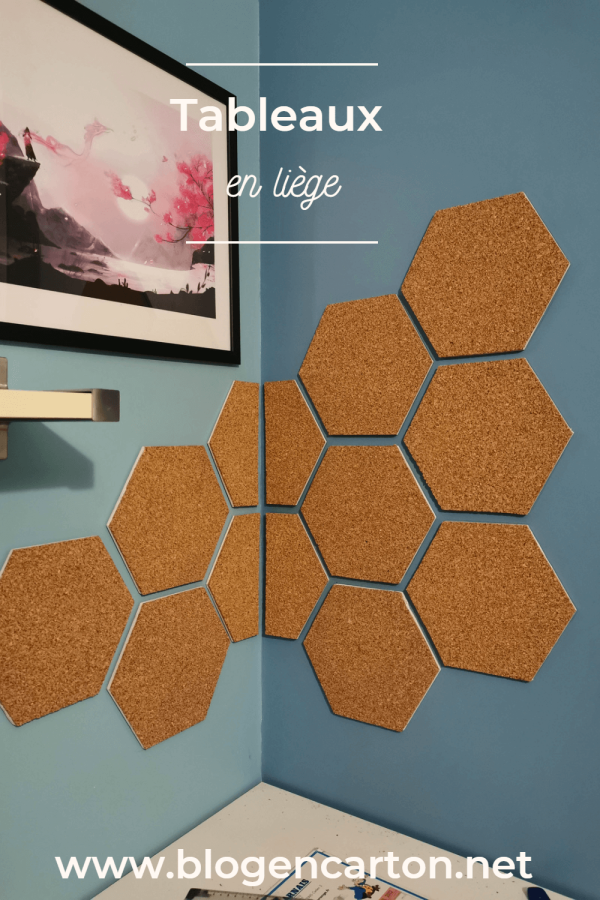 Pizsieat 8 Pièces Tableau En Liège Hexagonal Autocollant 20x17,5cm - Panneau Mémo Avec Broches